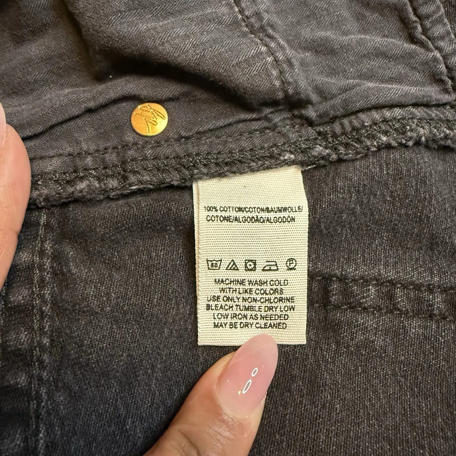 We The Free/Free People Women Full Zip Black Wash Raw Hem Denim Mini‎ Skirt # - Image 9