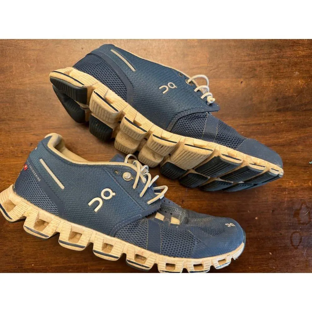 On cloud 5 denim and white running shoes women's 6 Blue - Image 2