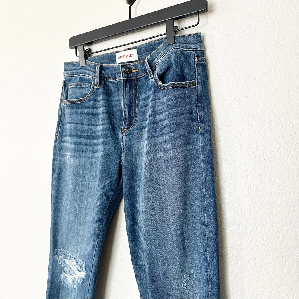 Driftwood Jeans Jackie Floral Embroidered Distressed Mid-Rise Skinny Boho Sz 27 - Image 3