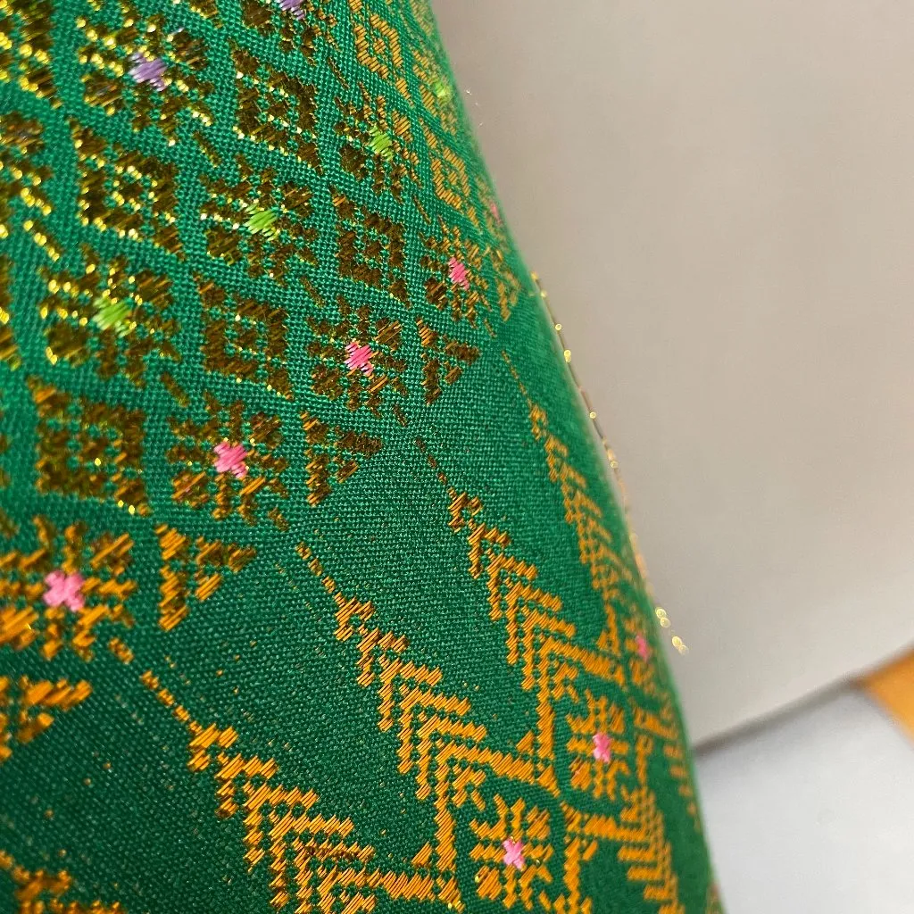 Origami Dress Formal Green Gold Mermaidcore Pointed‎ Neckline Sleeveless Women Size XXS - Image 9