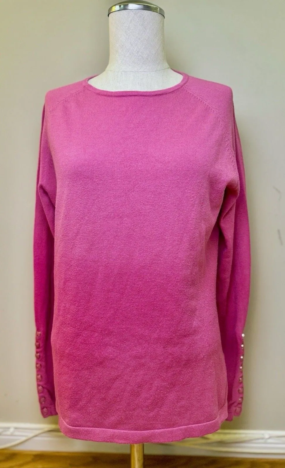 J. McLaughlin Women’s Crew Neck Long Sleeve Sweater Fuschia Pink Size S - Image 1