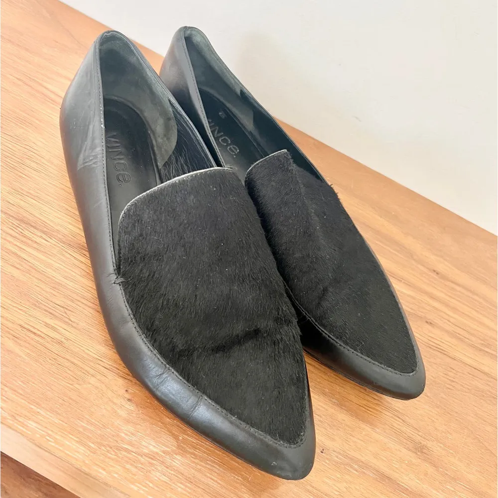 Vince Nikita Calf Hair Leather Slip On Flat Loafers Black Women's Size US 9 / 40 - Image 4