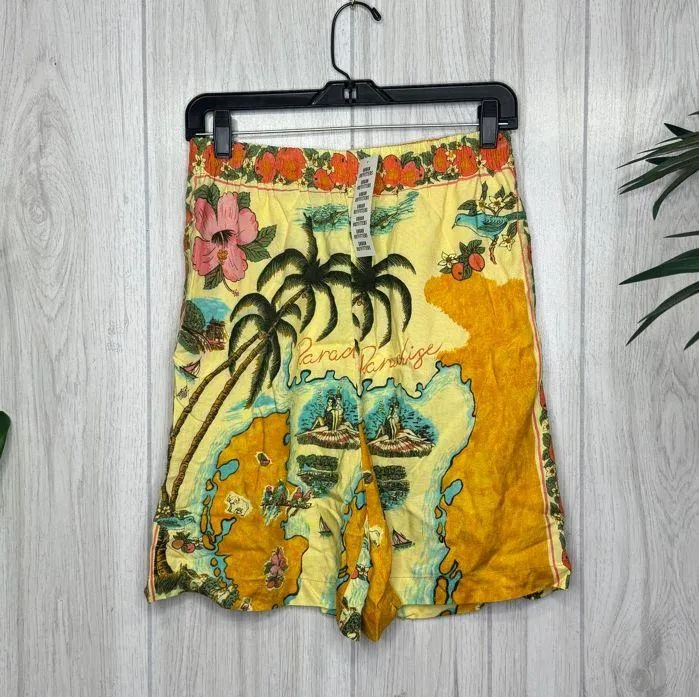 NWT Urban Outfitters Ally Printed High Waisted Shorts Tropical Paradise Medium - Image 2