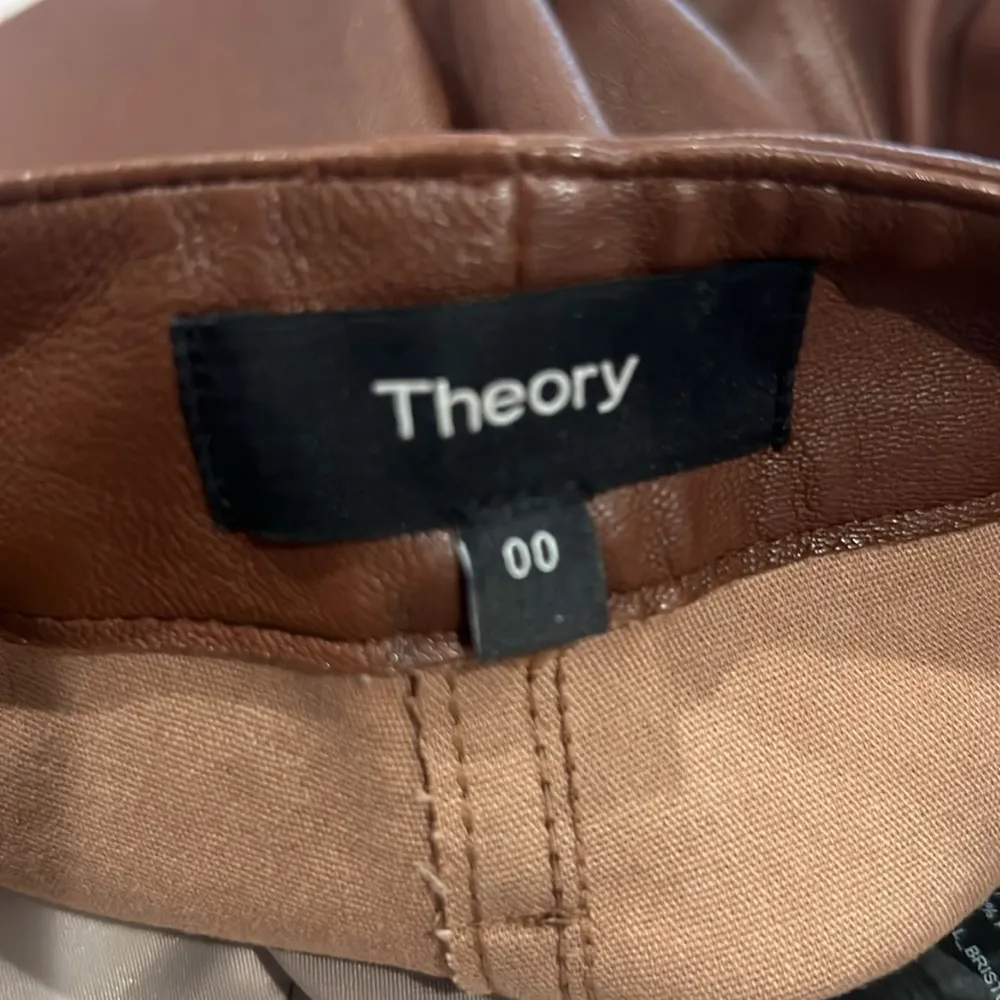 Theory Womens Brown Lambskin Leather High Waist Ankle Skinny Jeans - Image 8