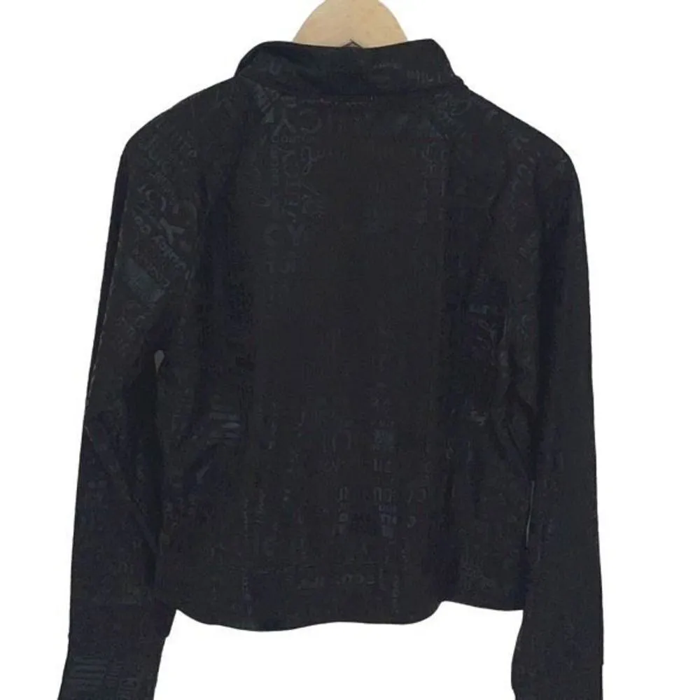 Juicy Couture Fashion Full Zip Thumbhole Logo Sweatshirt Embossed Black Size Med - Image 3