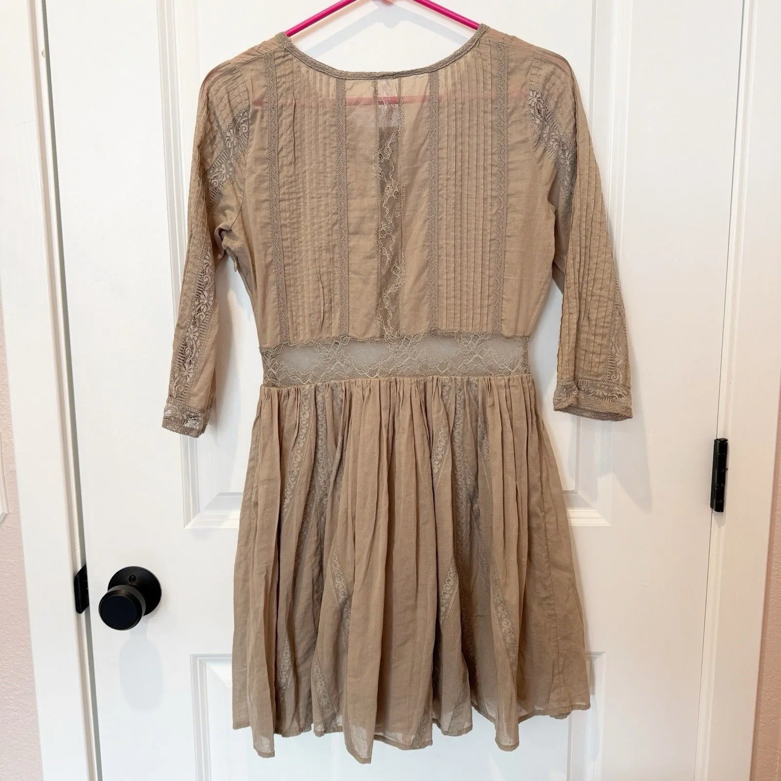 Free People Womens Cottagecore Lace Dress Sz 4 Romantic Prairie Victorian Inspo - Image 5