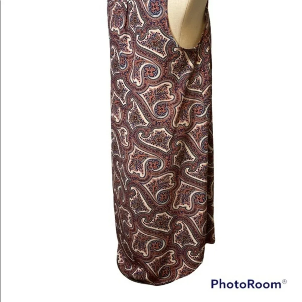 Philosophy Paisley V Neck print pink blue sleeveless casual dress Sz small - Image 4