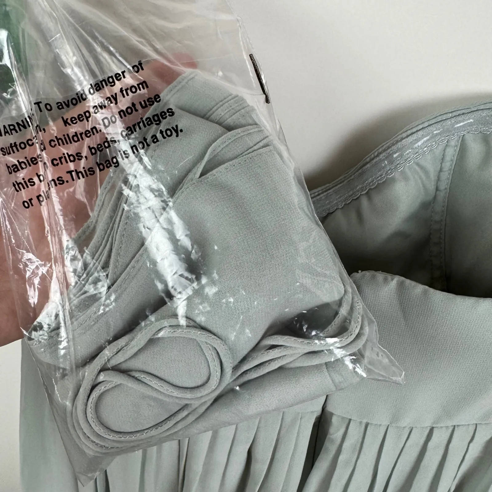 NWT Jenny Yoo Cerise Maternity Morning Mist Luxe Chiffon Bridesmaid Dress Size 8 Green - Image 7