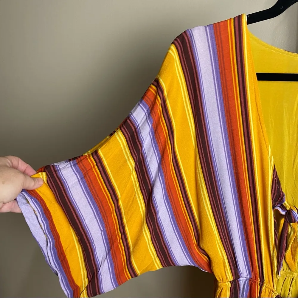 Wild Honey striped romper, size Medium, cutouts, tie front - Image 2