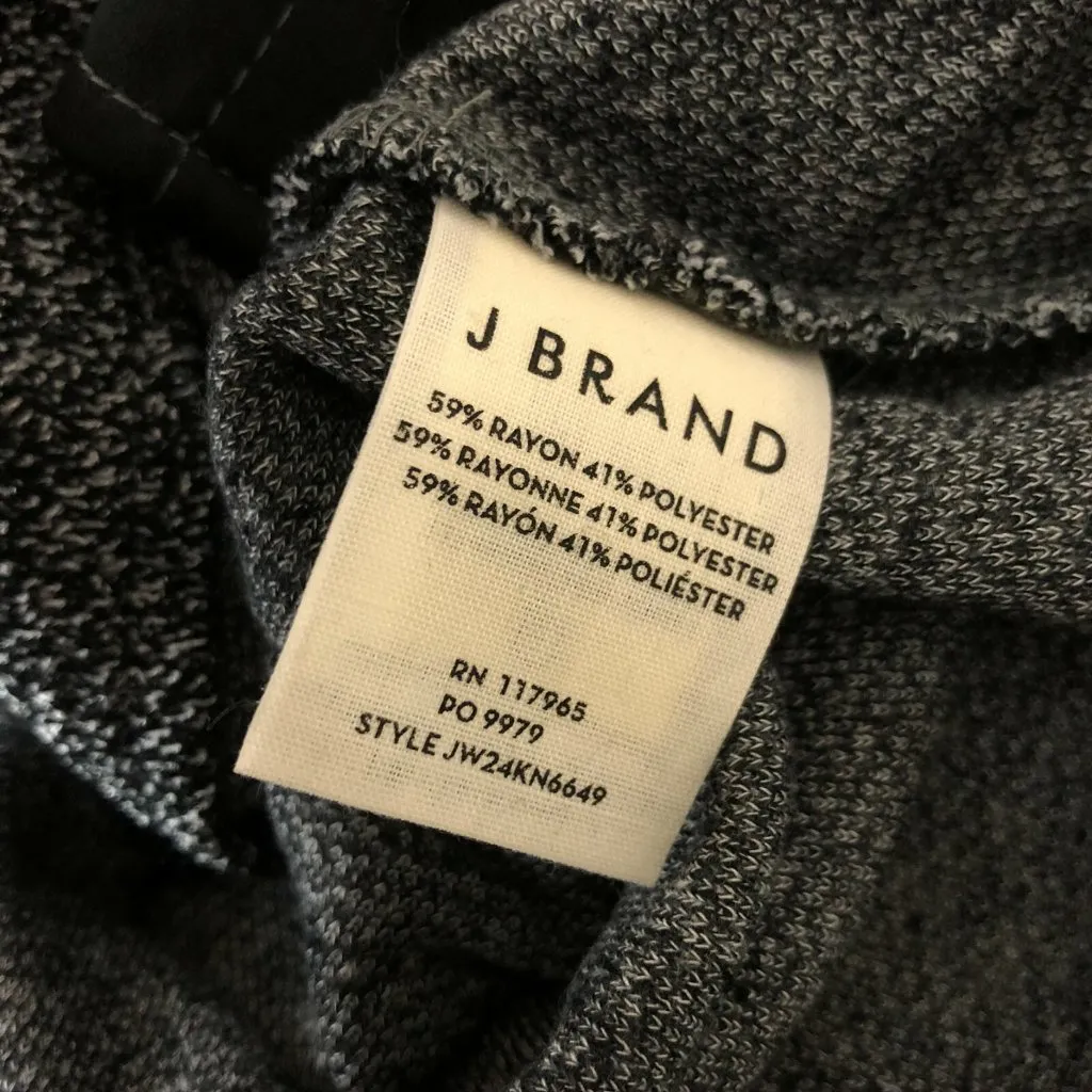 J Brand Womens Jacket Hooded Drawstrings Cinch Waist Zip Pockets Black White L - Image 4