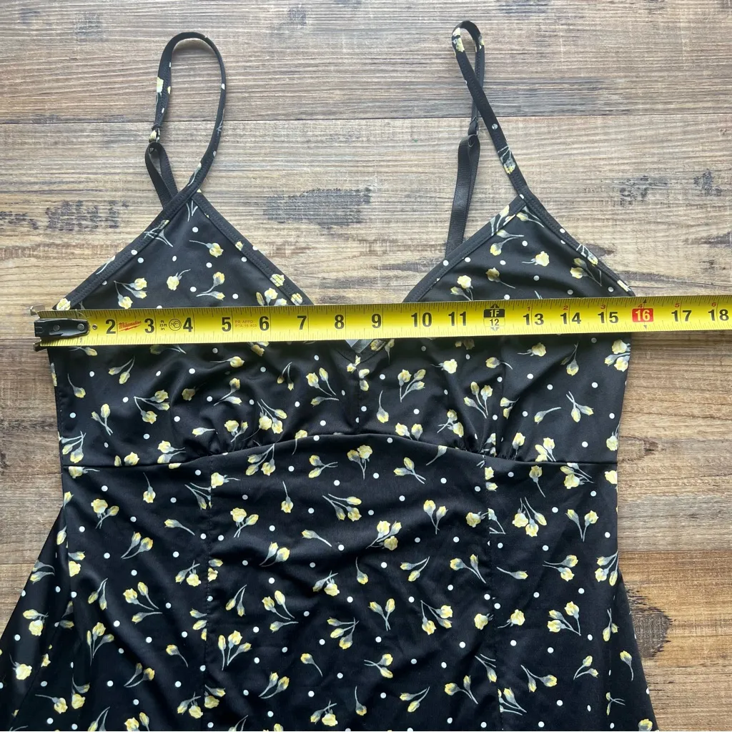 Marilyn Monroe Women's Black Yellow Floral Print Sleeveless Dress Sz Large - Image 3