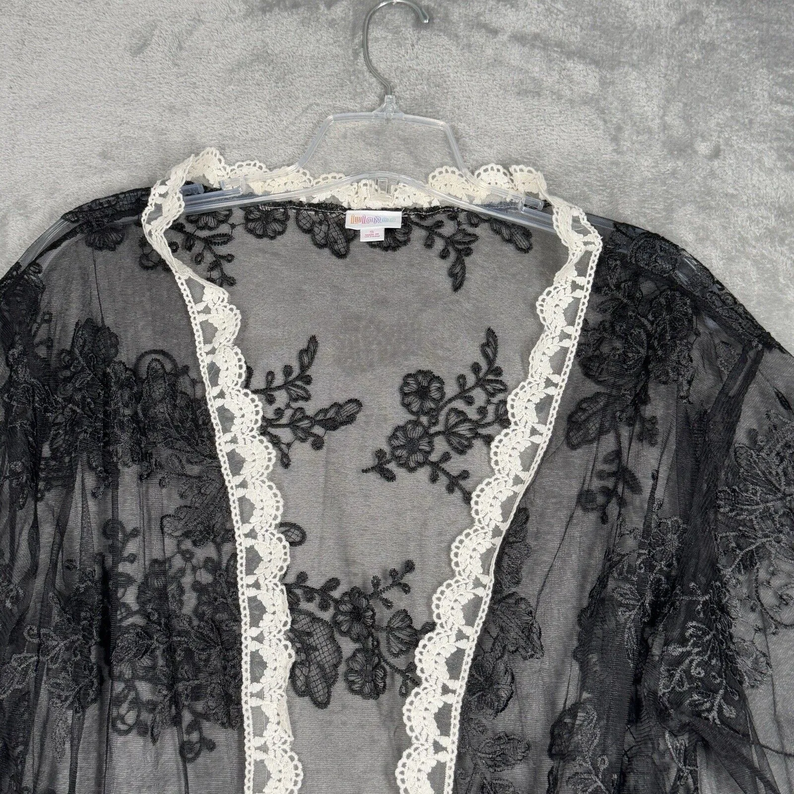 Lularoe Sweater Womens Small‎ Black Ivory Lace Chloe Longline Duster Midi Gothic - Image 4