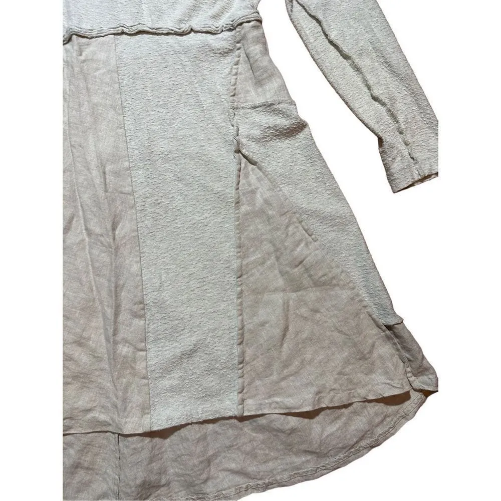 Maeve Anthropologie lagenlook Northward Swing Dress Patchwork Neutral Linen Cott - Image 10