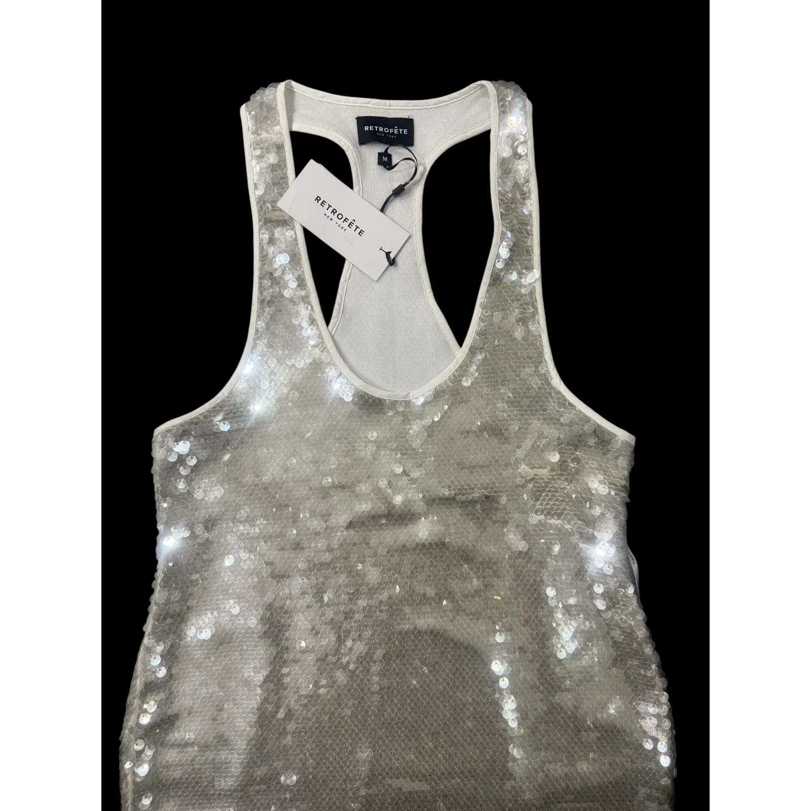 Retrofête Alondra Sequin Mini Dress Silver Ice Size Medium NWT - Image 8