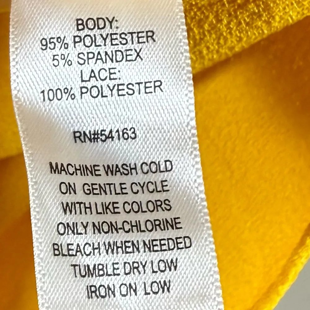 Yellow Eyelet Lace Sleeve Blouse Small Boho Chic Feminine Flowy Vibrant Top Chic - Image 4