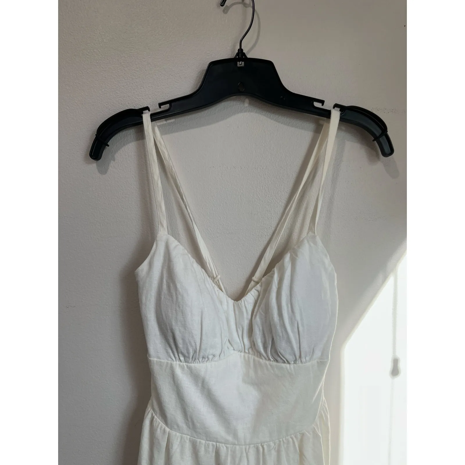 Hollister White Linen Blend Mini Dress Tiered Casual Size M - Image 3