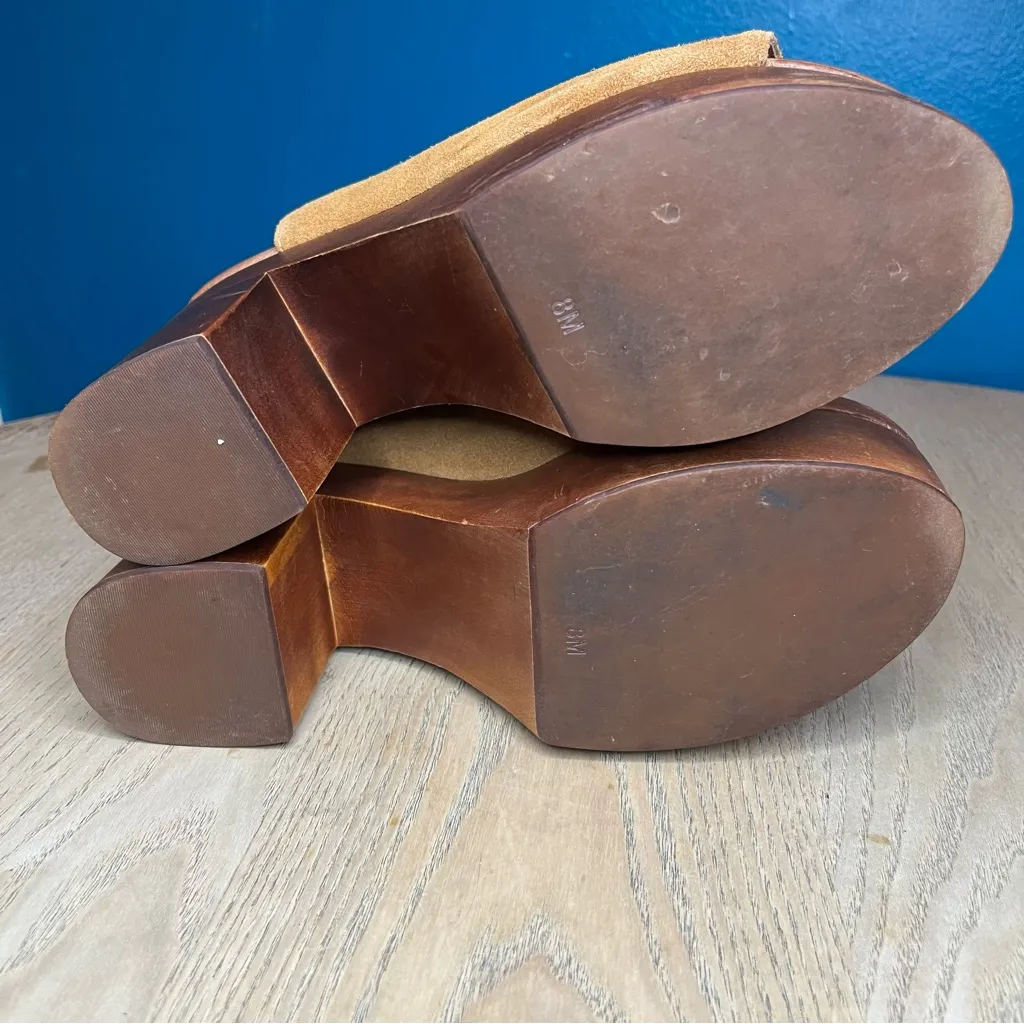 Jeffrey Campbell x Free People Suede Platform Wooden Clog Sandals Women’s Size 8 - Image 9