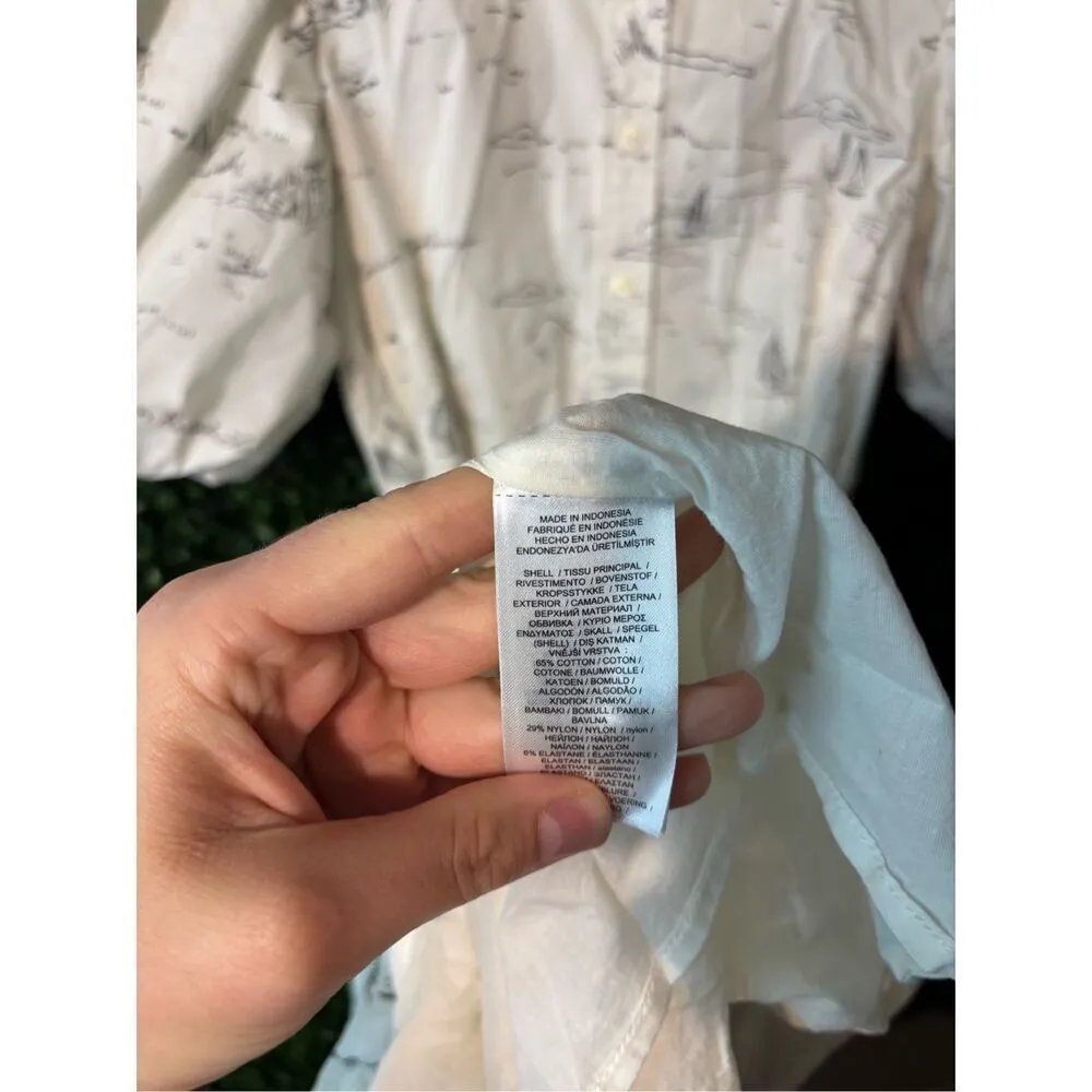 Lauren Ralph Lauren Black Label Sailboat Print Dress Size 4 Women Ivory Cotton B - Image 4