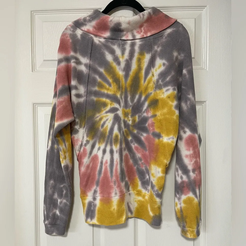 Anthropologie Pilcro Angie Women Cowl Neck Waffle Knit Tie Dye Sweatshirt Size S - Image 5