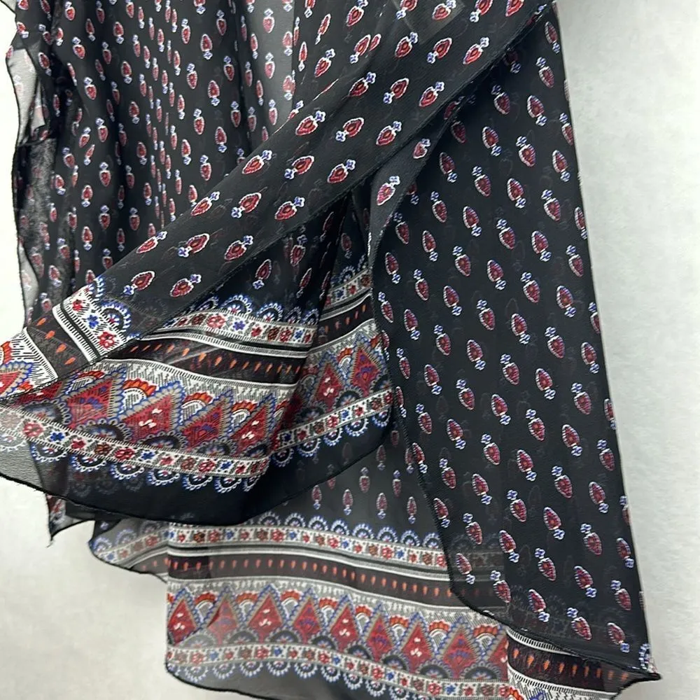 Women’s Paisley Print Boho Chiffon Cover Up/Kimono/Tunic/Cardigan Sz M - Image 4