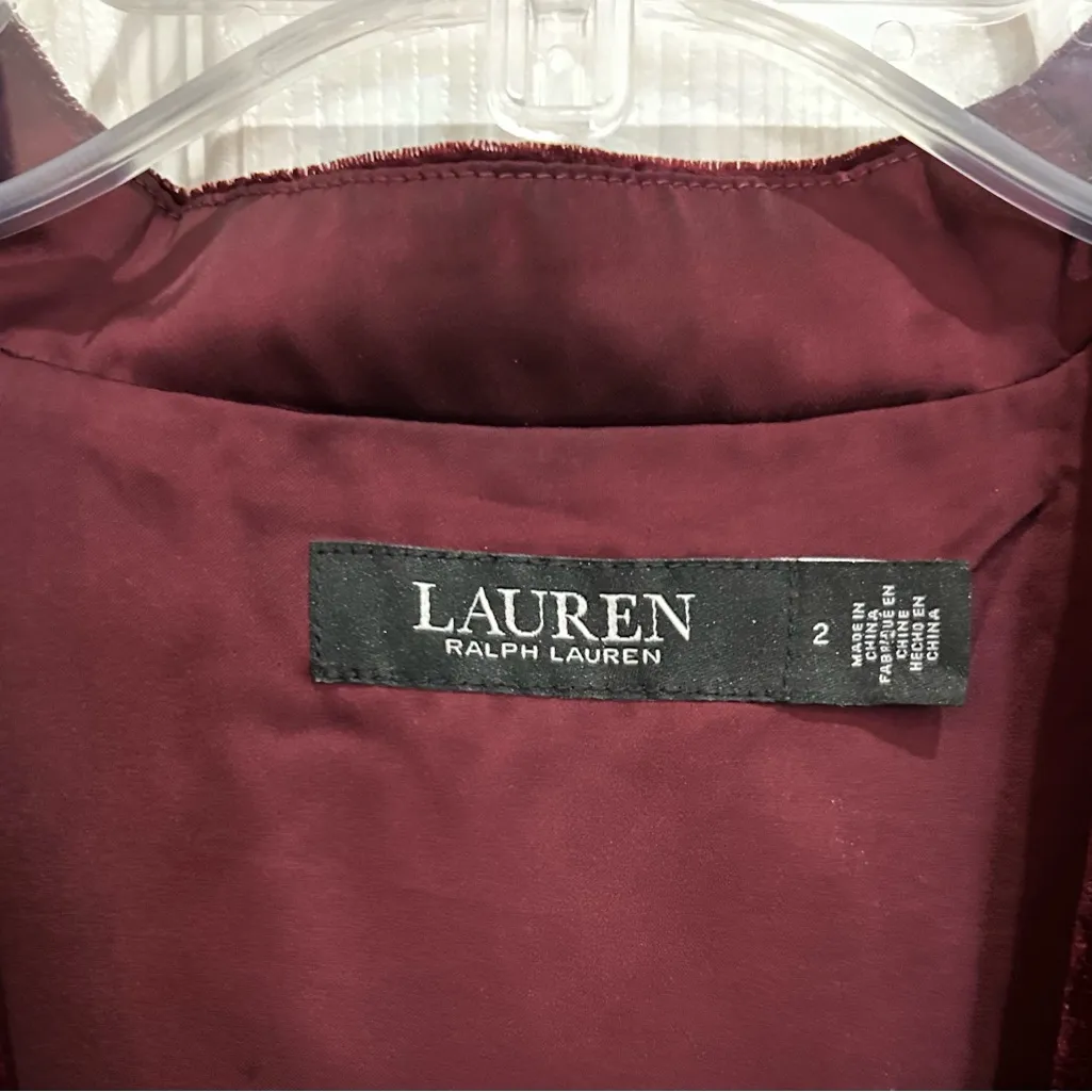 Ralph Lauren Velvet Black Label Suplice Merlot Burgundy Red crossover top size 2 - Image 5