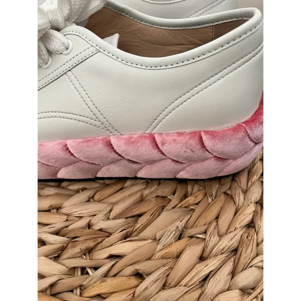 Nwob MARCO DE VINCENZO Sneakers, 30mm Velvet Platform leather White & Pink 39 Size 9 - Image 4