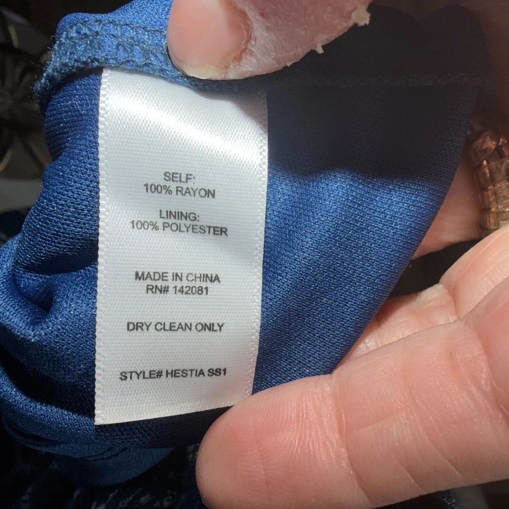 Altar'd State Blue and White Patterned Midi Dress Backless Runched Sleeve Sz L - Image 10