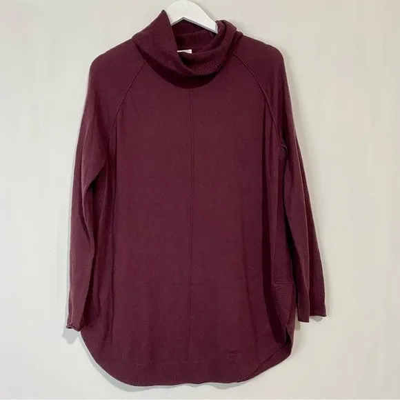 Caslon Women’s Cowl Neck Wool Blend Scoop Hem Sweater Purple Size Medium NWT - Image 1