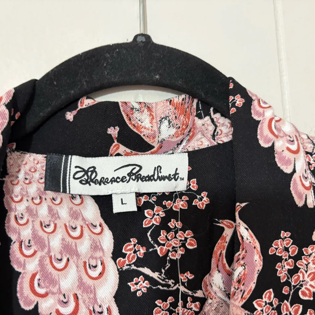 Florence Broadhurst For “GIVONI" Nightdress Japanese Floral Black /Pink Size L Size L - Image 6