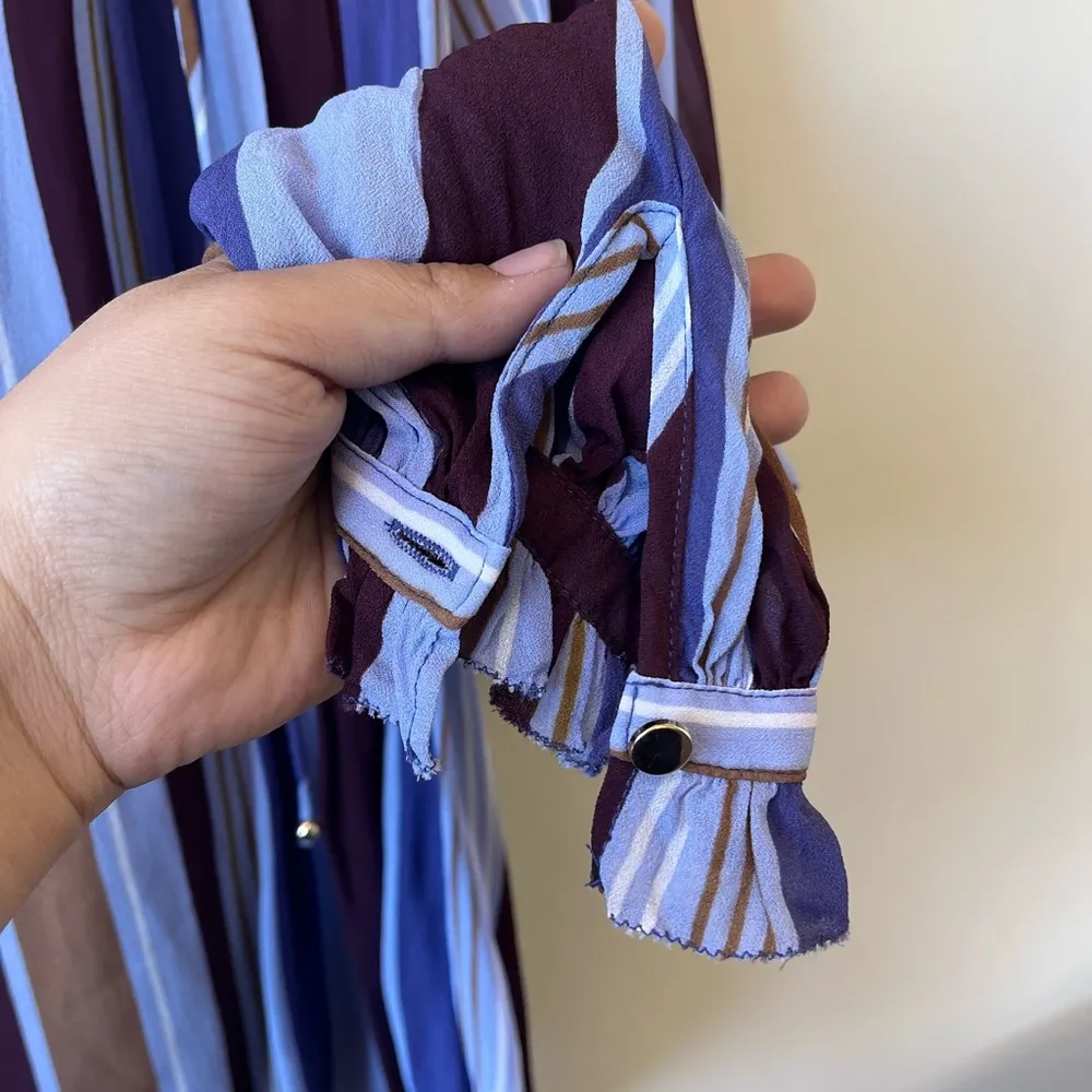 Banana Republic purple brown striped balloon sleeve top - Image 4