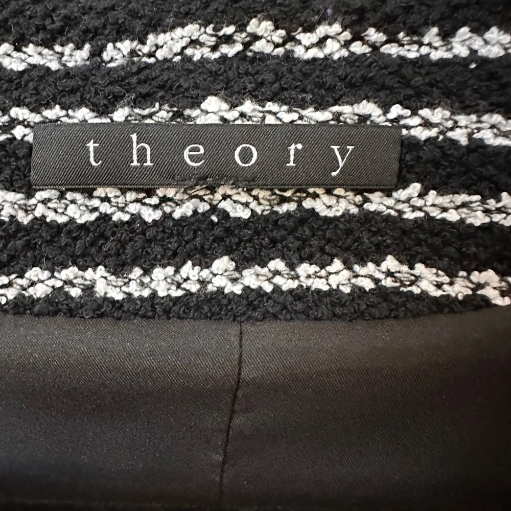 Theory Revolve Purposeful Stripe Yaisa Z Jacket Blazer Black White - Image 6