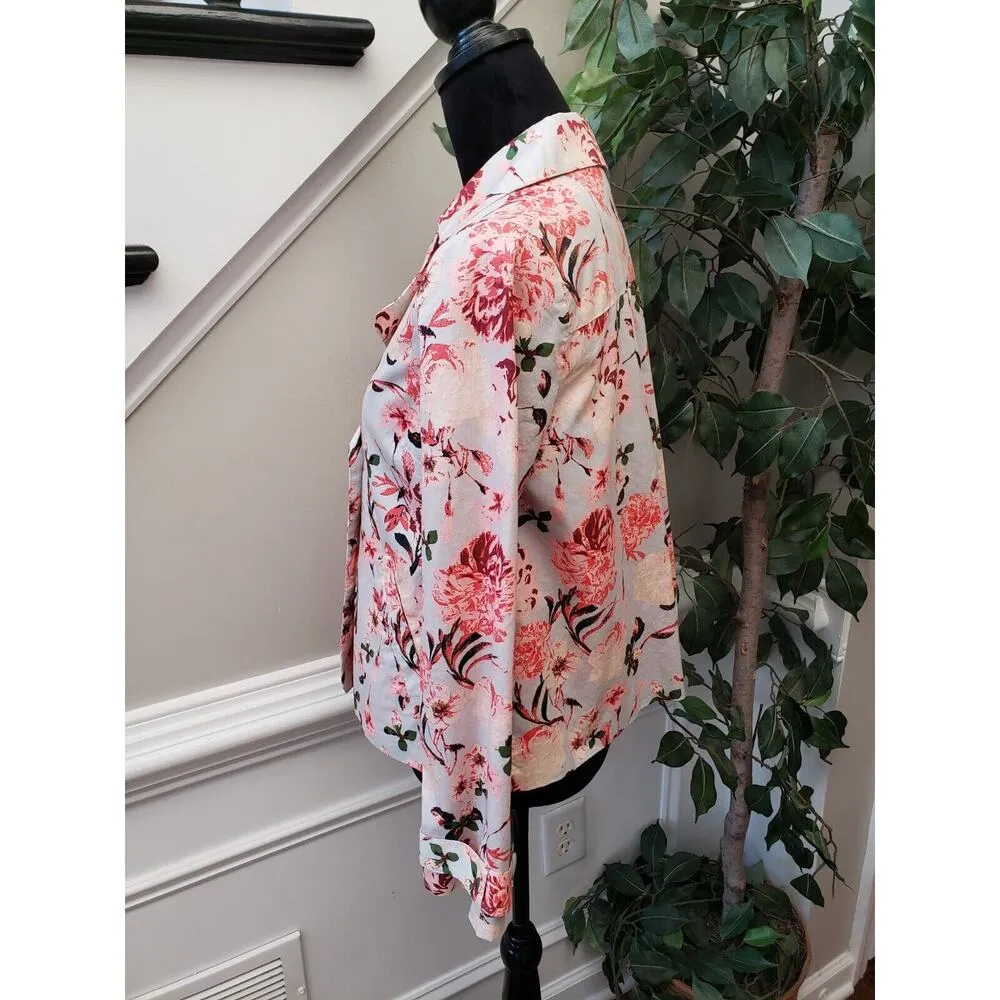 Boutique Women's Beige Floral 100% Cotton Casual Long Sleeve Jacket Size S/P - Image 7