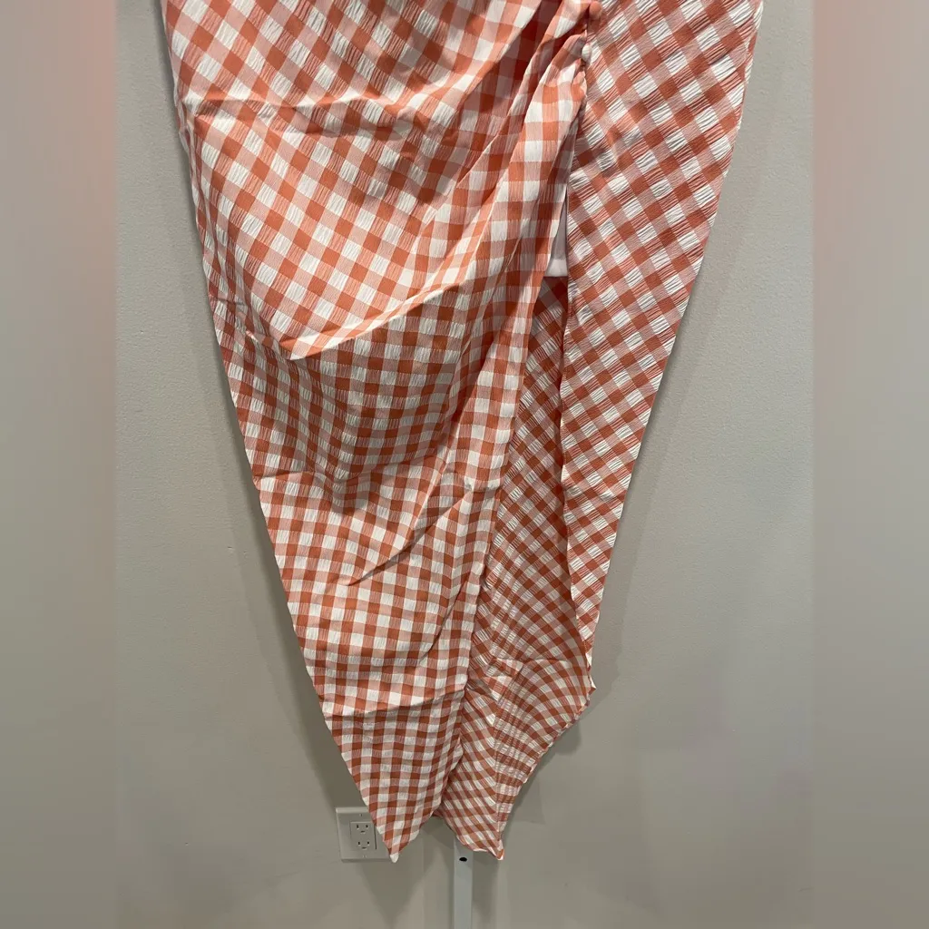 Rumer Bisou Ruched‎ Gingham Maxi Skirt Size S Red - Image 5