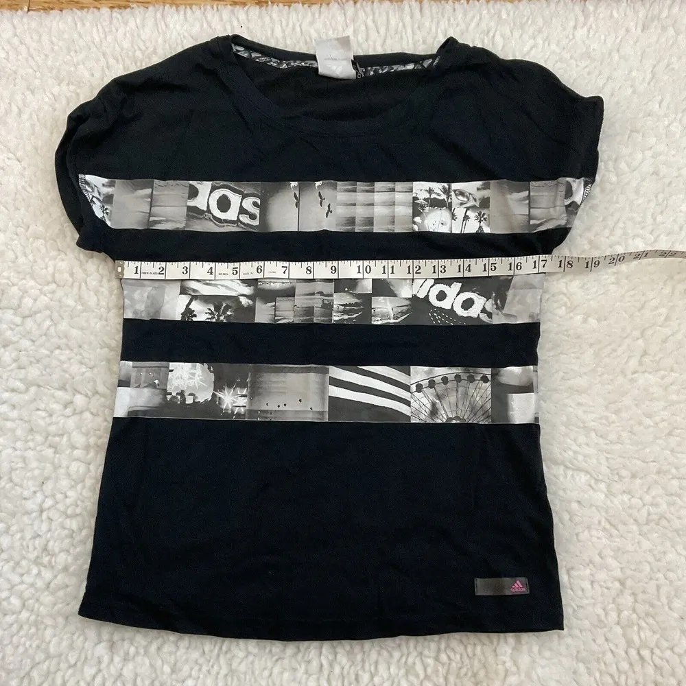 Adidas Black Short Sleeve Nature Scenery Film Strip Medium Picture T-shirt Tee - Image 6