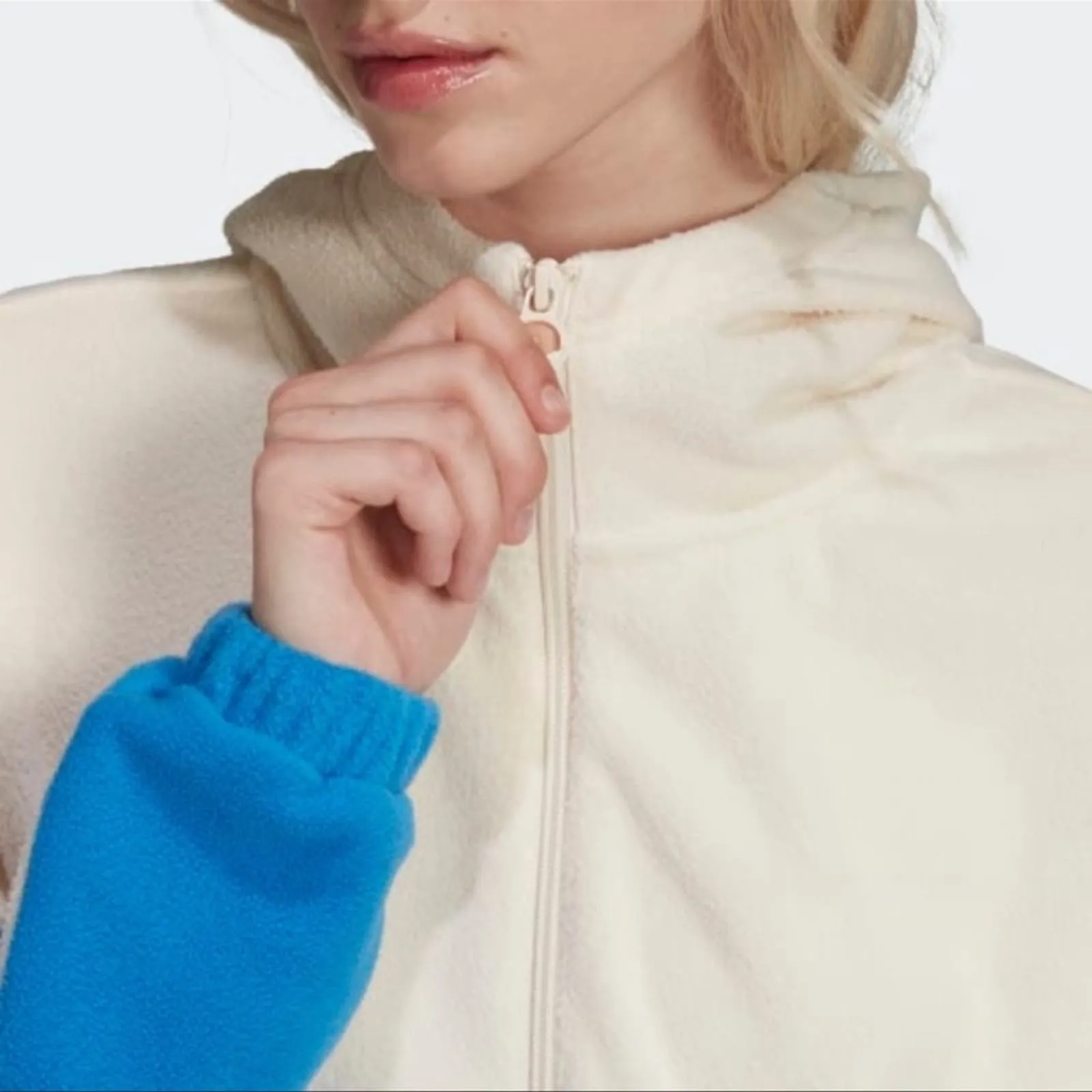 NWT Adidas Originals Trefoil Retro Plush Fleece 1/2 Zip Hoodie Jacket Womens M - Image 7