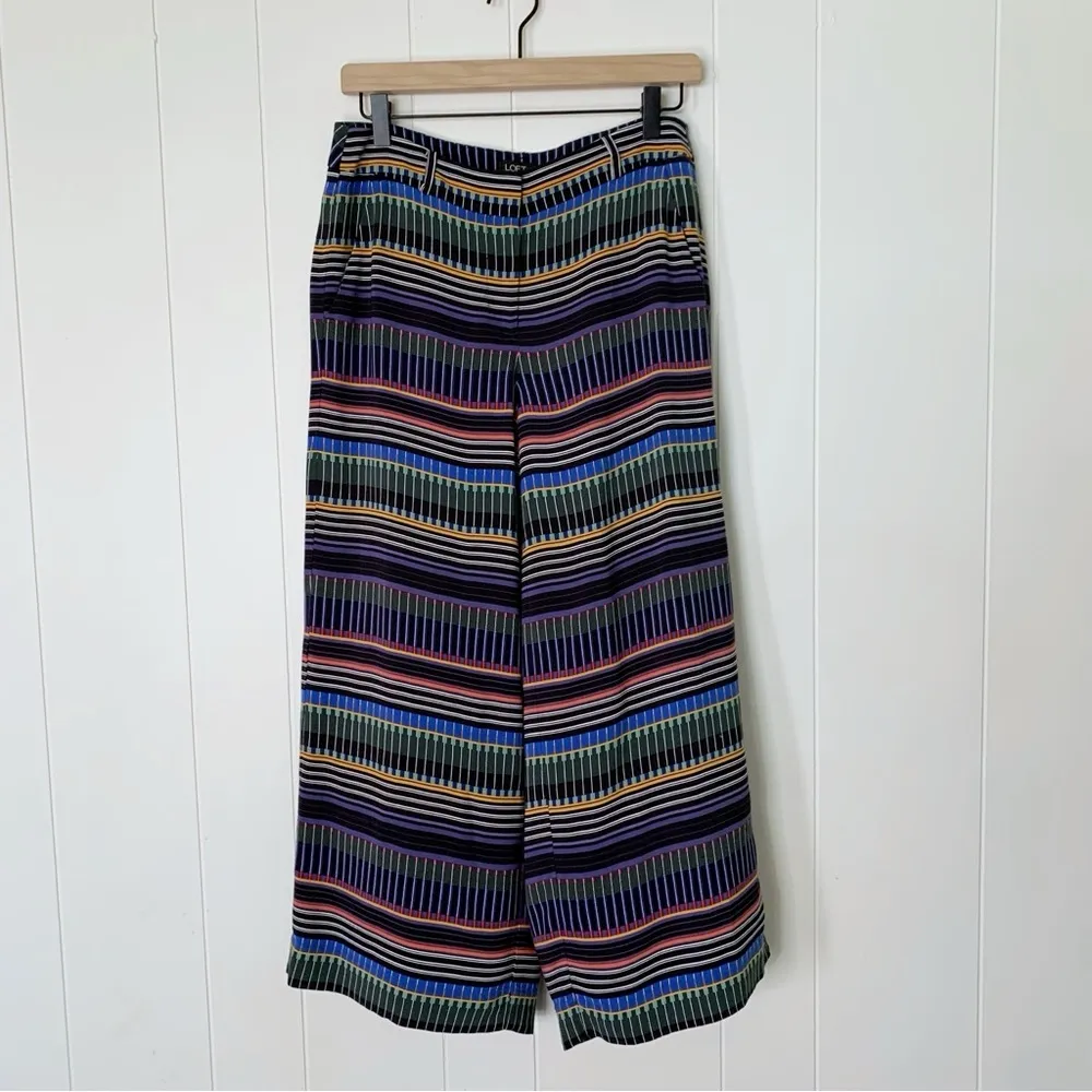 LOFT Multi-Color Strip Wide Leg Crop Pants 0 - Image 2