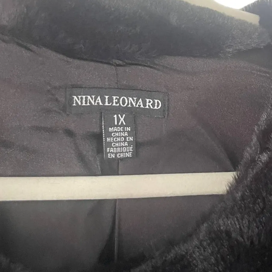 Nina‎ Leonard Plus Size 1X Faux Fur Black Winter Coat - Image 5
