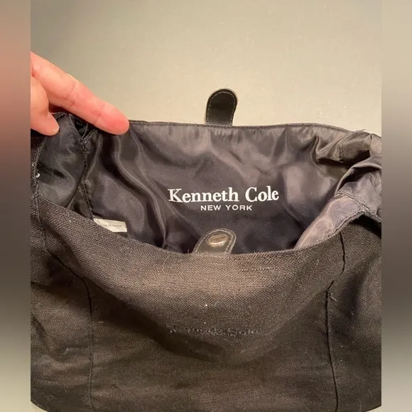 Kenneth‎ Cole Linen handbag, vintage Black - Image 4