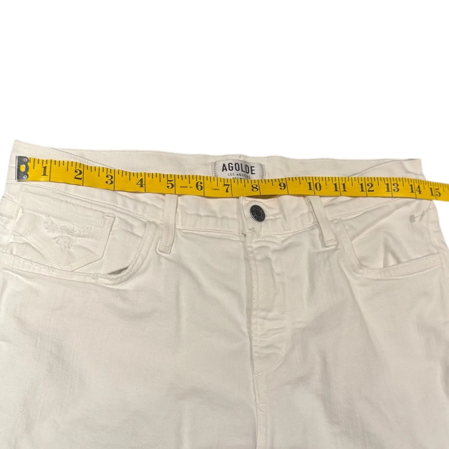 AGOLDE‎ Sophie Crop in Shoreline Destruct Distressed White Summer Size 28 - Image 6