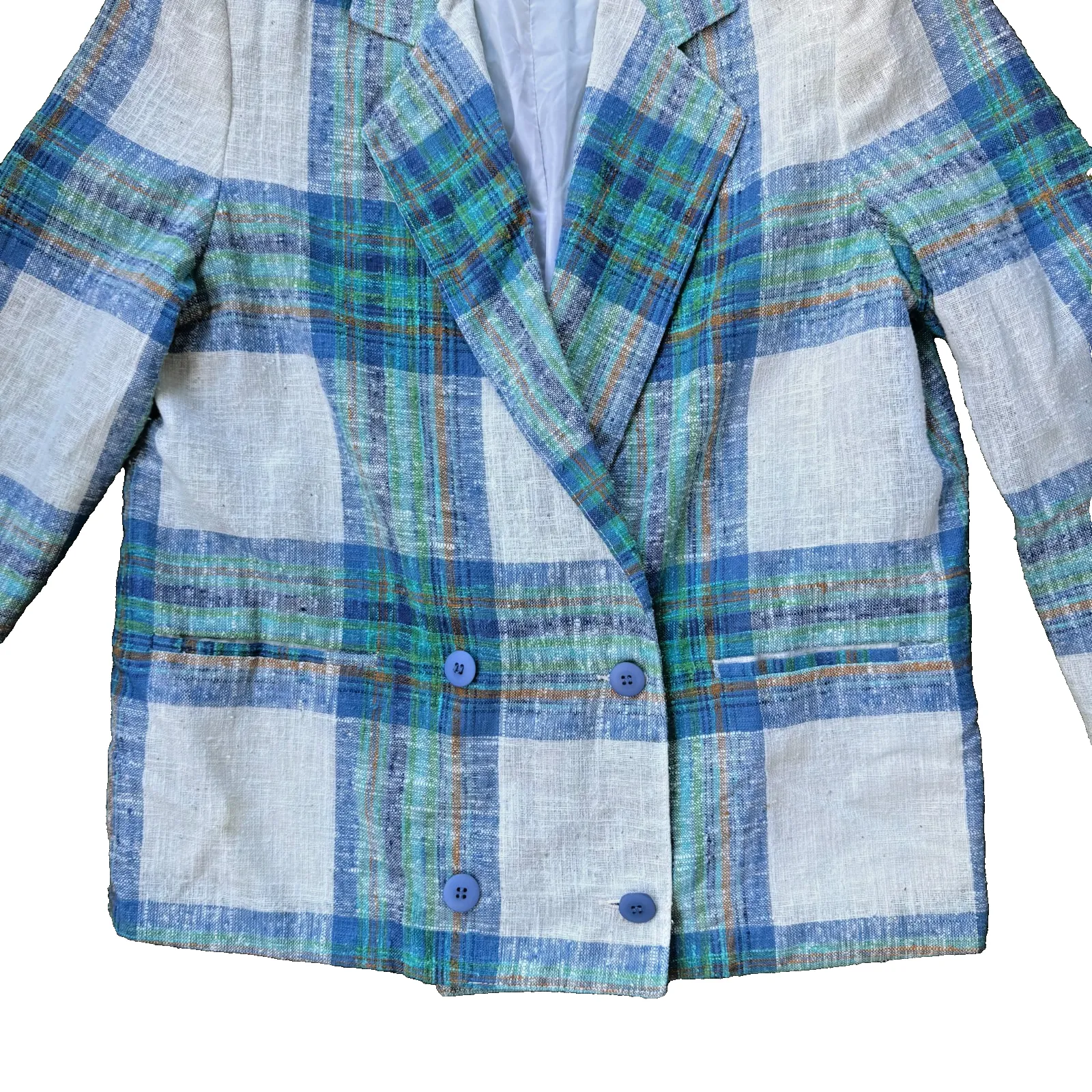 Vintage Plum Tree Escott Canada Blazer Blue Green Plaid Size 9/10 20x24 - Image 11