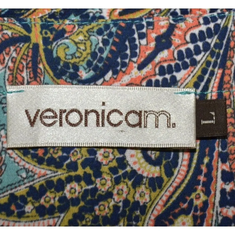 Veronica M. Ladies Paisley Faux Wrap V-Neck Blouse Top Size L Boho Colorful - Image 8