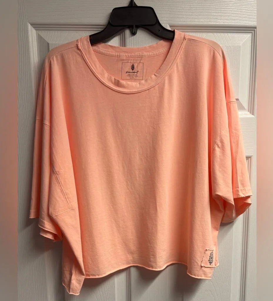 NWOT Free People Movement Tackle Tee 100% Cotton In Pastel Peach Size XL Pink - Image 2