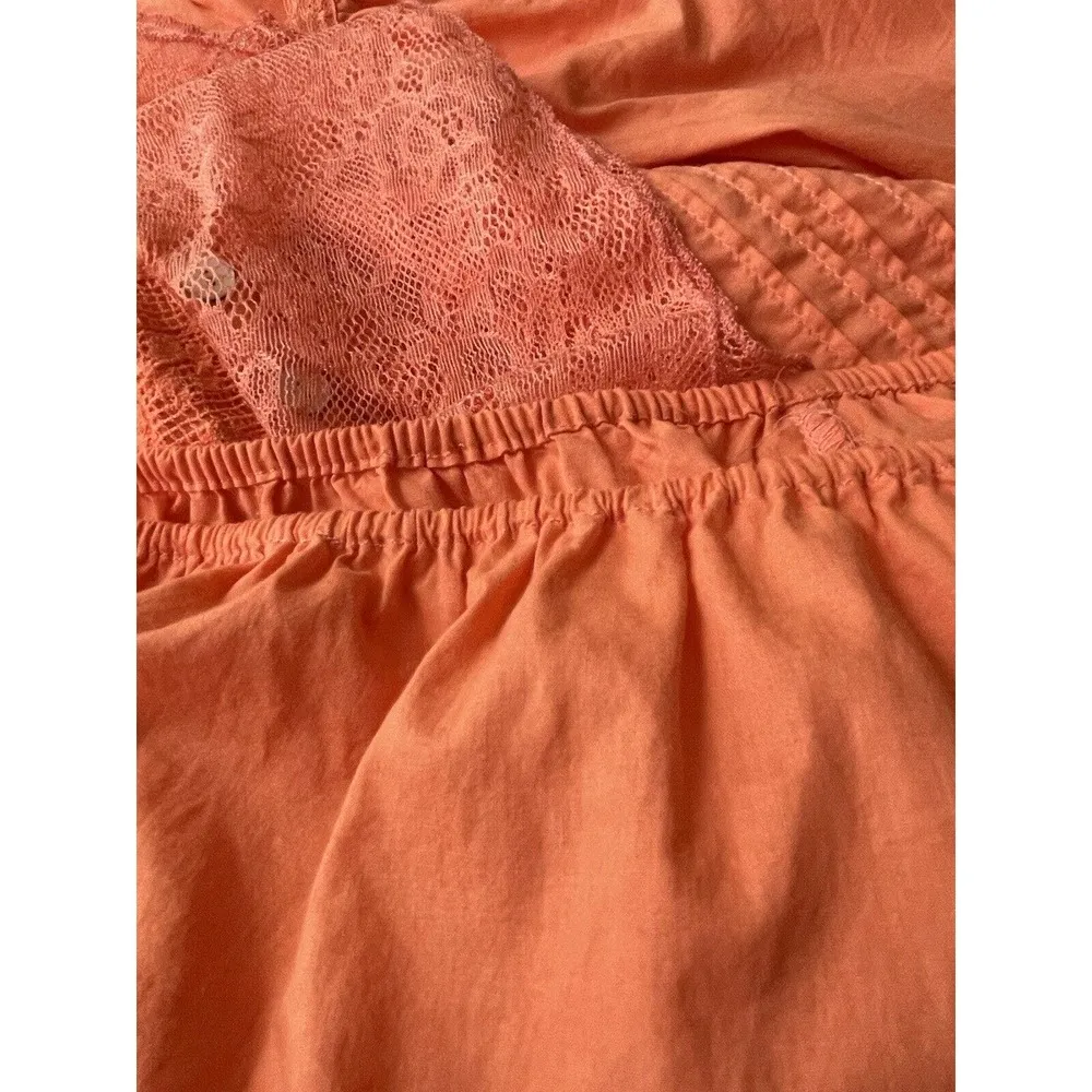 Sundance Top Blouse Size XS Ruffle Lace Scoop Neck Orange Elastic Hem - Image 10
