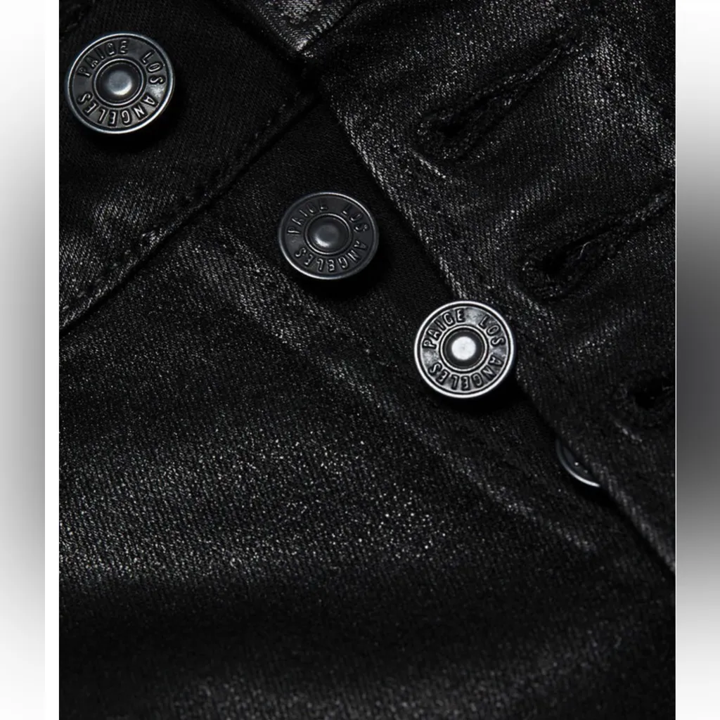 Paige Hoxton Ultra Skinny With Exposed Buttonfly in Black Fog Luxe Coating 31 - Image 4