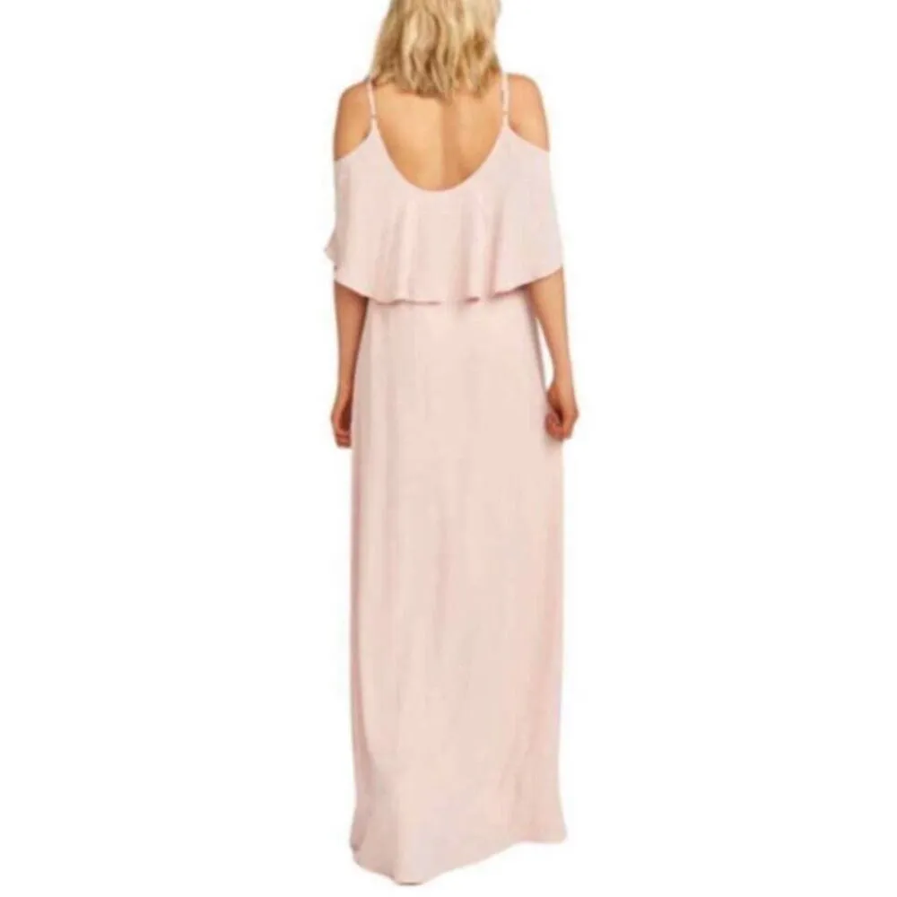 NWT Show Me Your Mumu Caitlin Ruffle Maxi Dress XS Dusty Blush Crisp Formal - Image 3
