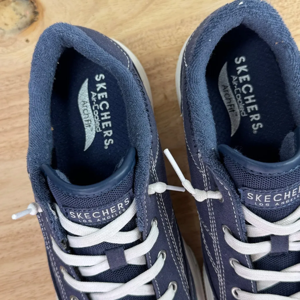 Skechers Street Arch Fit Arcade - Arcata Canvas Sneakers Blue White Women 8.5 - Image 9