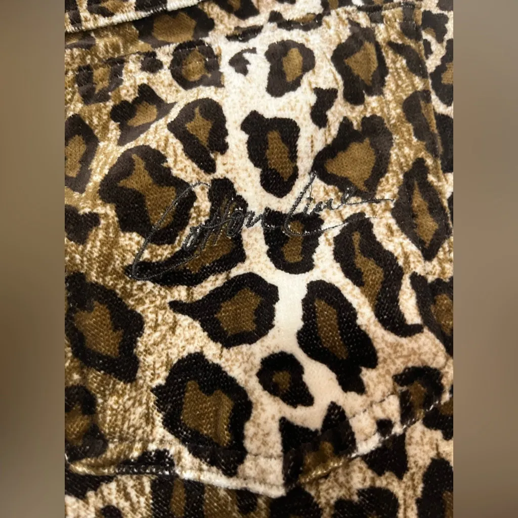 Kejzar’s Cotton Line Leopard Cheetah Print Velvet Pants Lounge Vintage Brown Size undefined - Image 4