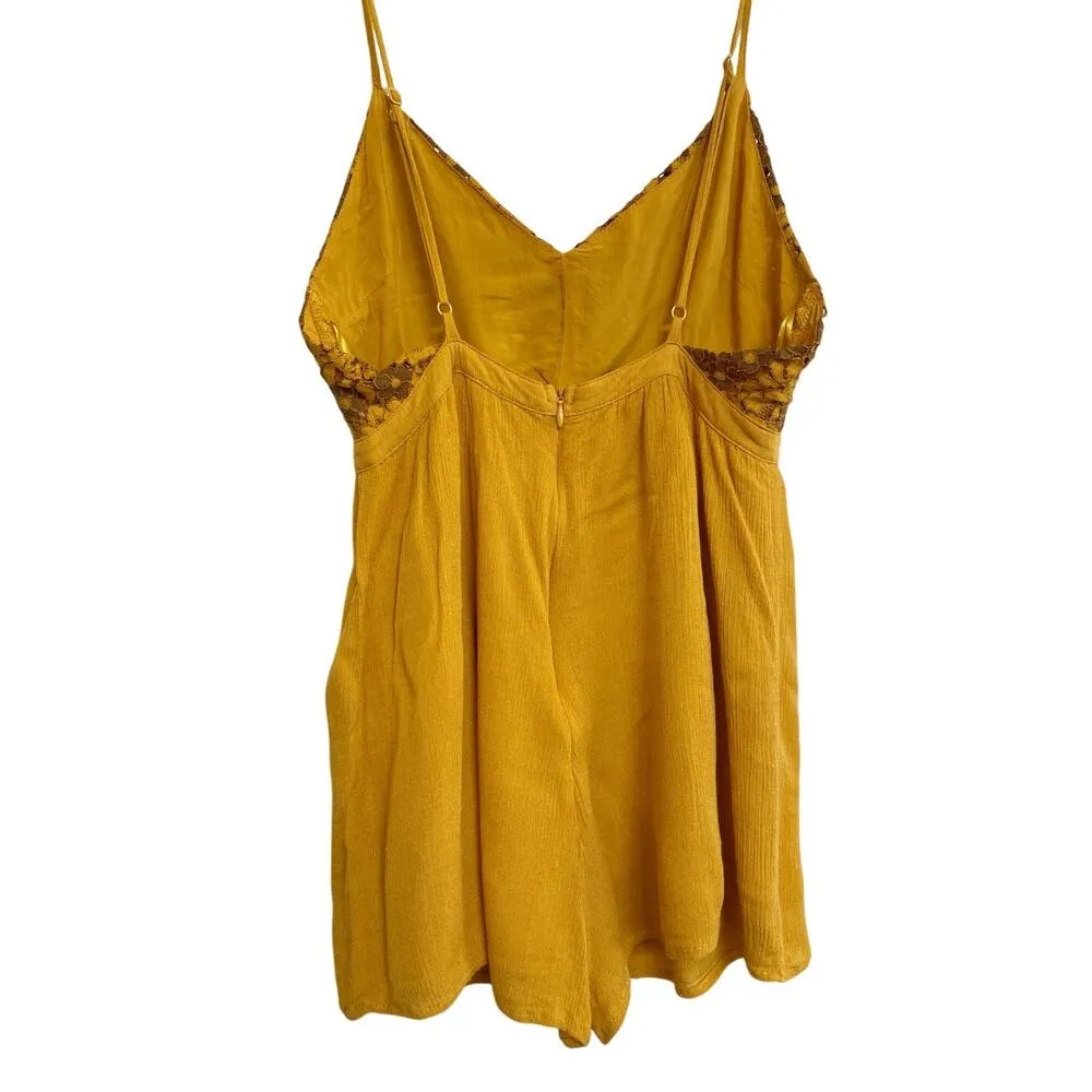 Le Lis Mustard‎ Yellow Cutout Lace Romper - S - Image 6