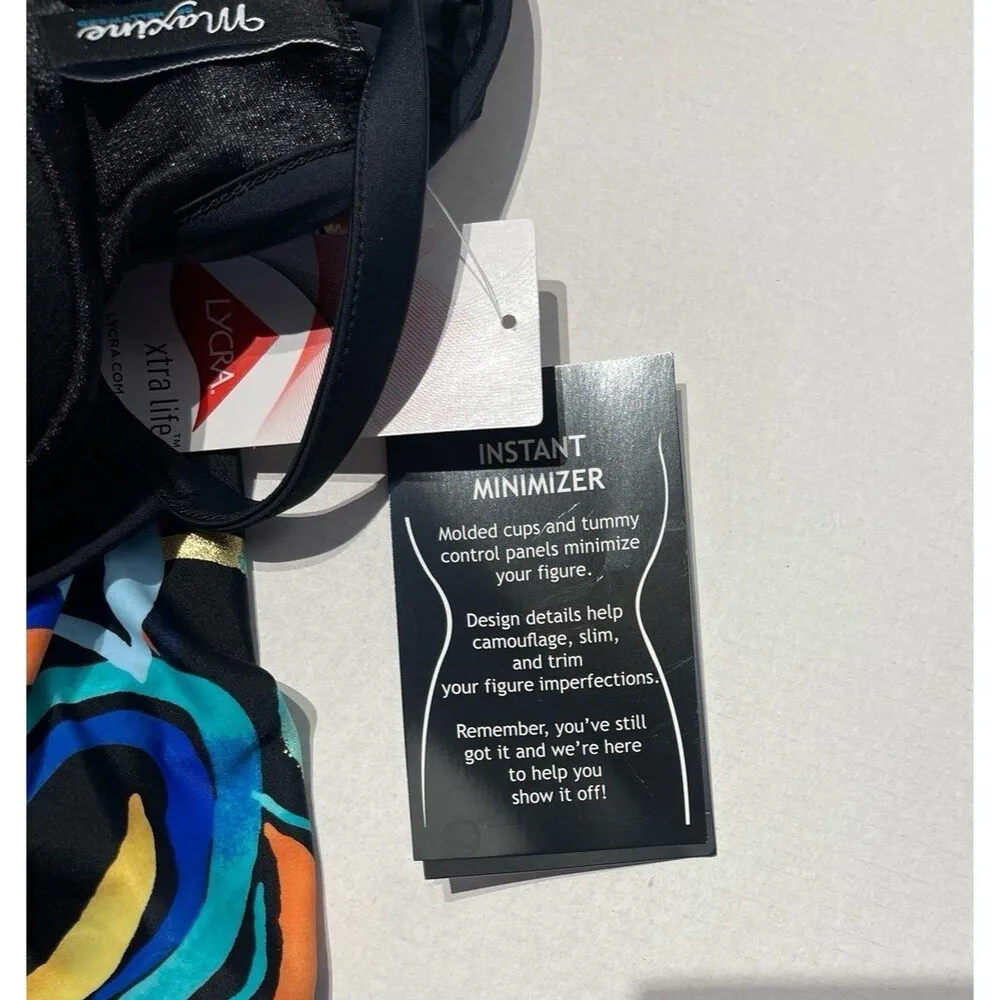 Maxine of Hollywood Watercolor Expressions Faux Tankini One Piece Size 12 New - Image 6