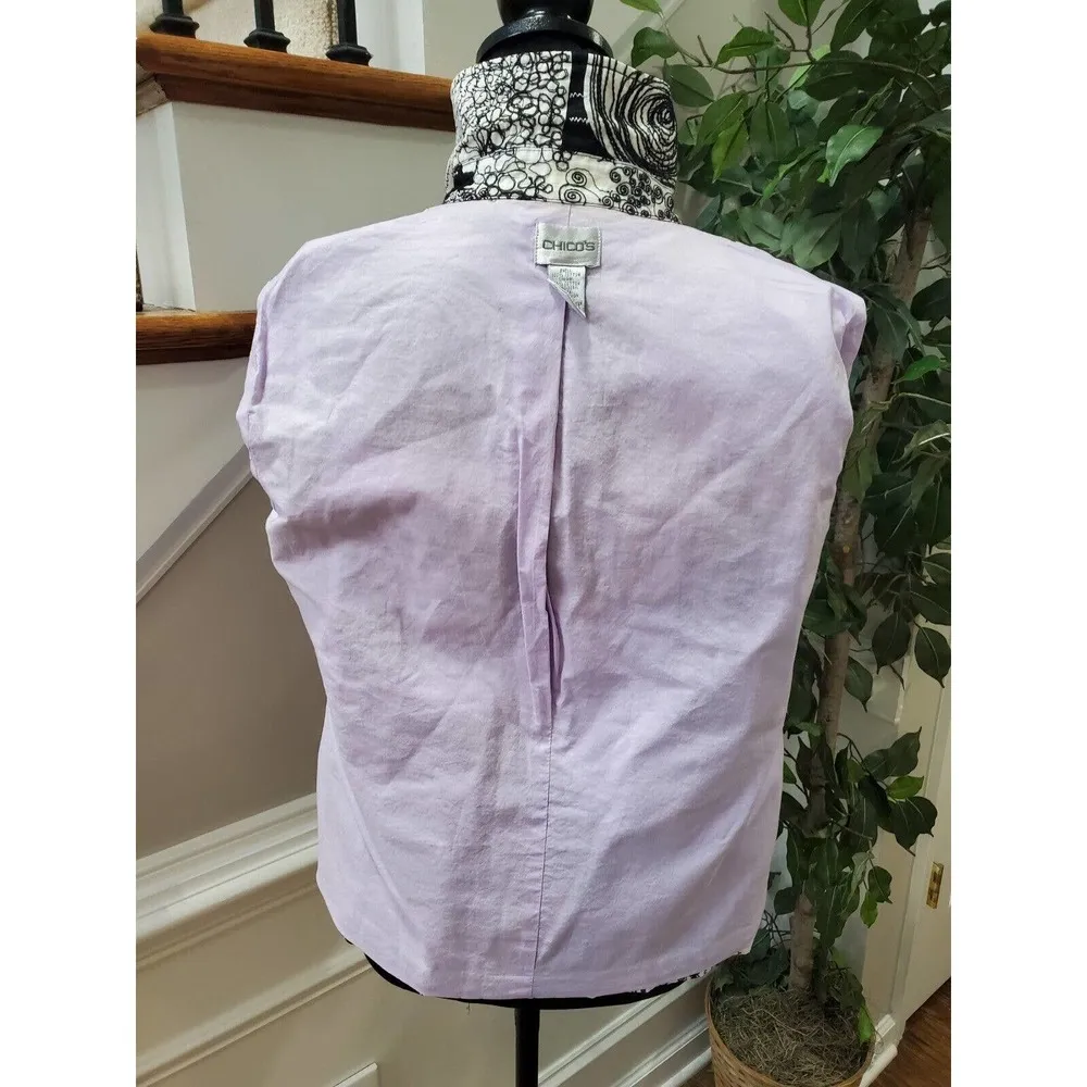 Chico's Women's Black & White Cotton Long Sleeve Single Breasted Jacket Blazer M - Image 8